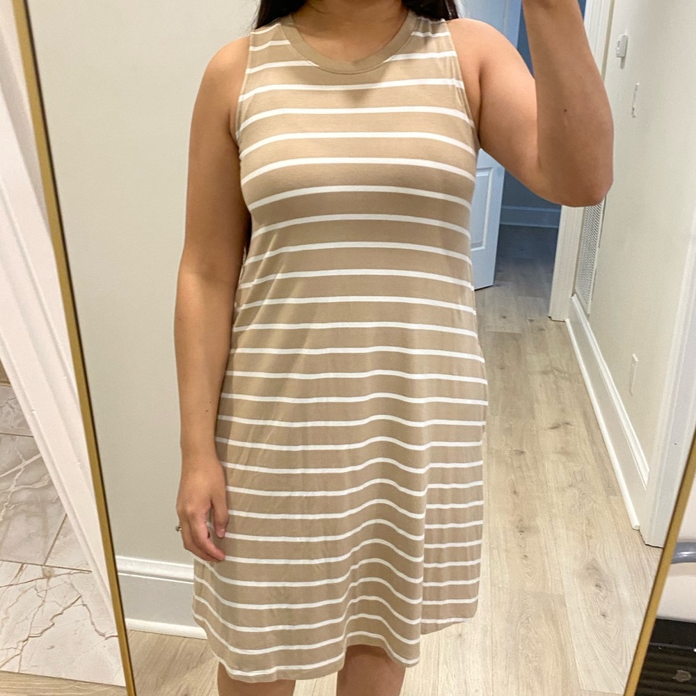 Beige tan tank dress midi